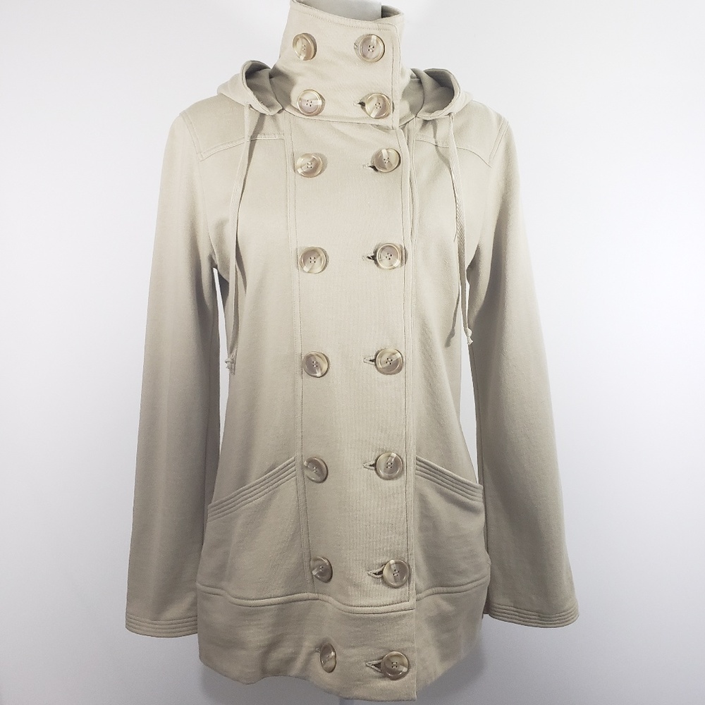 Lucky Brand Tan Button Down Hooded Jacket, size S‎